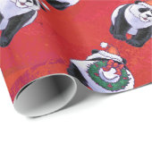 Panda Beer Kerstmis op rood Cadeaupapier (Rol Hoek)