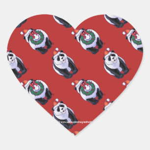 Panda Beer Kerstmis op rood Hart Sticker