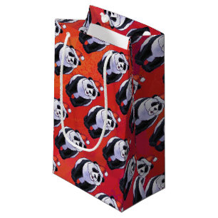 Panda Beer Kerstmis op rood Klein Cadeauzakje