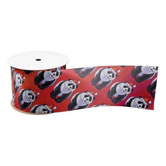 Panda Beer Kerstmis op rood Lint (Spoel)