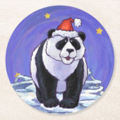 Panda Beer Kerstmis Ronde Kartonnen Onderzetter (Voorkant)