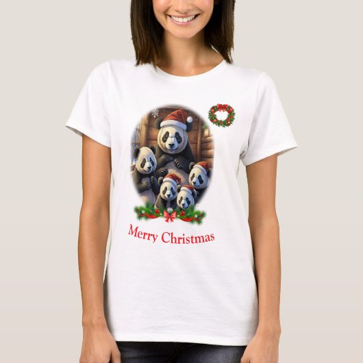 Panda Beer Kerstmis T-shirt (Voorkant)