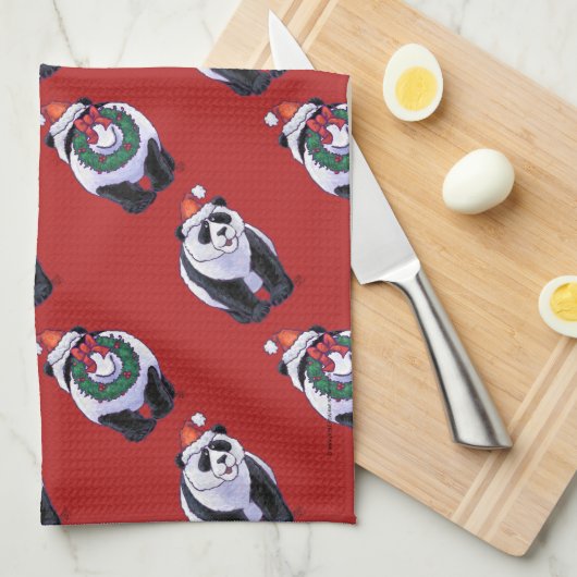 Panda Beer Kerstmis Theedoek (Quarter Fold)