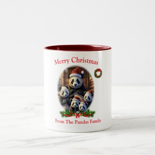 Panda Beer Kerstmug  Tweekleurige Koffiemok (Center)