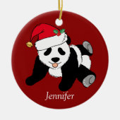Panda Beer Kinder Monogram Rode Kute Aangepaste Ke Keramisch Ornament (Voorkant)