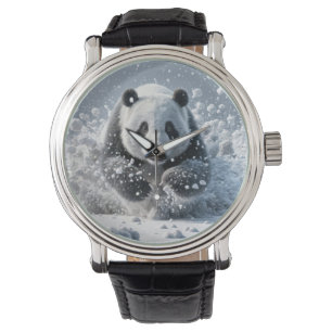 Panda Beer loopt in de sneeuw Horloge