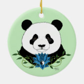 Panda Beer Lotus Flower Blue Keramisch Ornament (Achterkant)