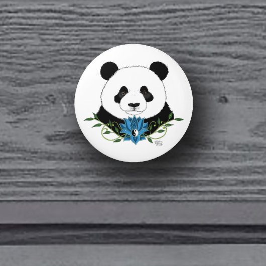 Panda Beer Lotus Flower Blue Keramische Knop