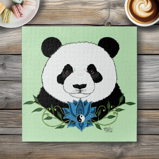 Panda Beer Lotus Flower Blue Legpuzzel
