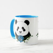 Panda Beer Lotus Flower Blue Mok (Voorkant links)