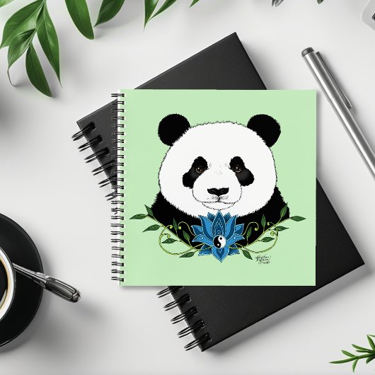 Panda Beer Lotus Flower Blue Notitieboek