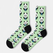 Panda Beer Lotus Flower Blue Sokken (Links)