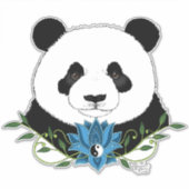 Panda Beer Lotus Flower Blue Sticker (Voorkant)