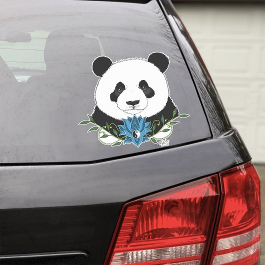 Panda Beer Lotus Flower Blue Sticker