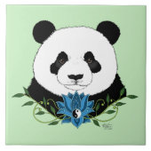 Panda Beer Lotus Flower Blue Tegeltje (Voorkant)