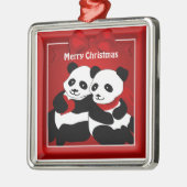 Panda Beer Love Couple Kerstmis Metalen Ornament (Links)