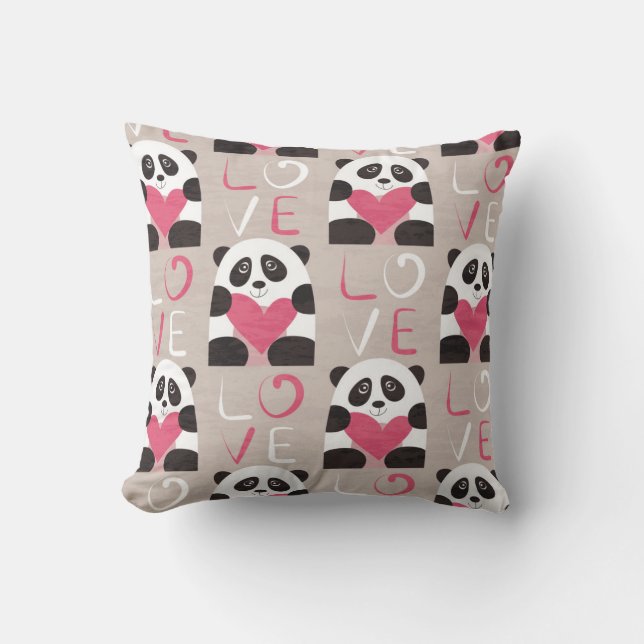 Panda Beer Love Pillow Kussen (Voorkant)