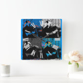 Panda-Beer Meerpanelen Modern Kunstontwerp Vierkante Klok (Huis)