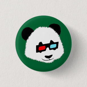 Panda-Beer met 3D-bril Ronde Button 3,2 Cm
