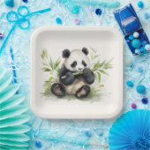 Panda Beer met bamboe Papieren Bordje (Feest)