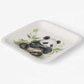 Panda Beer met bamboe Papieren Bordje (Gebogen)
