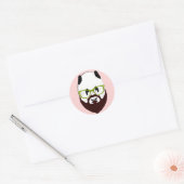 Panda Beer met een Baard Ronde Sticker (Envelop)