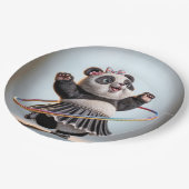 Panda Beer met Rainbow Hula Hoop Papieren Bordje (Gekanteld)