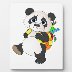 Panda-Beer met rugzak Fotoplaat