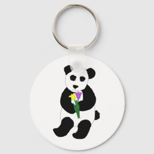 Panda Beer met Tulpen Sleutelhanger