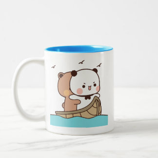 Panda beer paar, Schattigee bubu en dudu knuffels Tweekleurige Koffiemok
