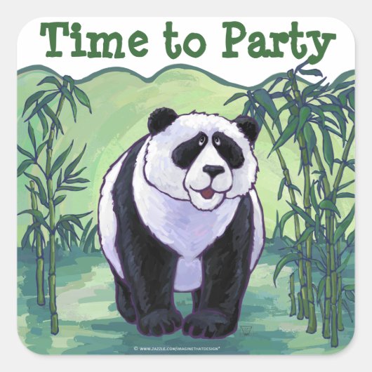 Panda Beer Party Center Vierkante Sticker (Voorkant)