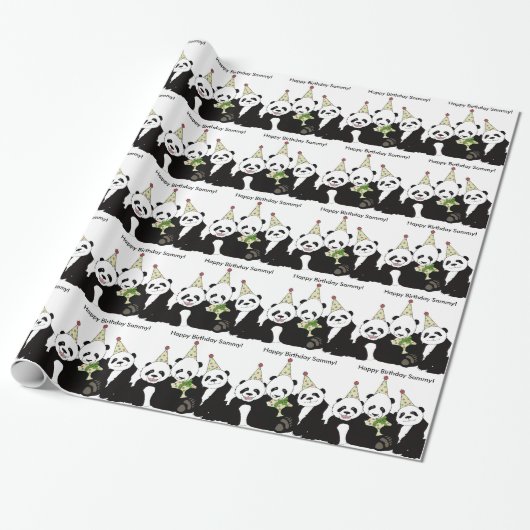 Panda Beer Party door Kindred Design Cadeaupapier (Uitgerold)