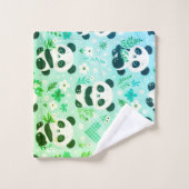 Panda Beer Pattern Green Print Bad Handdoek (Wasdoekje)