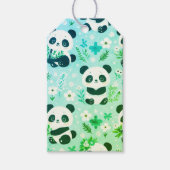 Panda Beer Pattern Green Print Cadeaulabel (Voorkant)