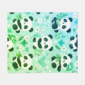 Panda Beer Pattern Green Print Fleece Deken (Voorkant (Horizontaal))