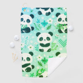 Panda Beer Pattern Green Print Golfhanddoek (Insitu)