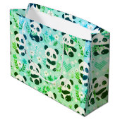 Panda Beer Pattern Green Print Groot Cadeauzakje (Achterkant Gekanteld)