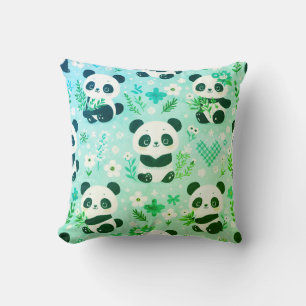 Panda Beer Pattern Green Print Kussen
