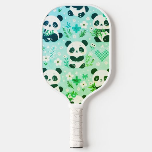 Panda Beer Pattern Green Print Pickleball Paddle (Voorkant)