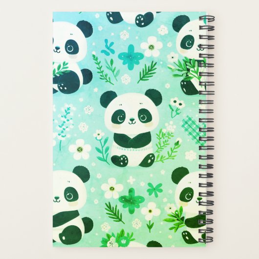 Panda Beer Pattern Green Print Planner (Achterkant)