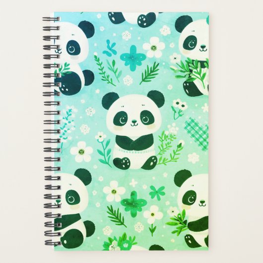 Panda Beer Pattern Green Print Planner (Voorkant)