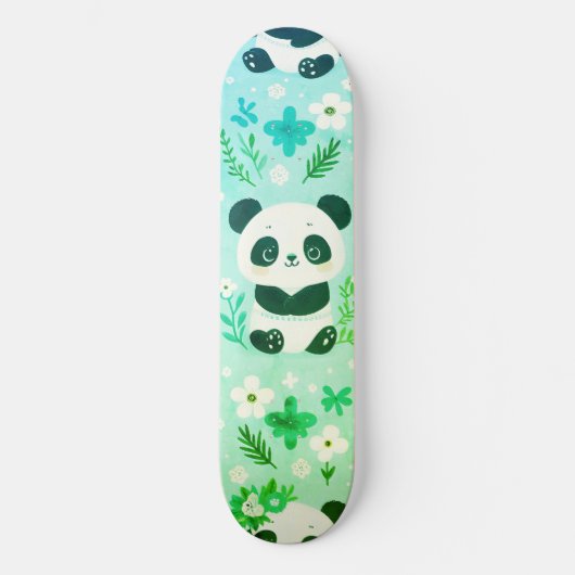 Panda Beer Pattern Green Print Skateboard (Voorkant)