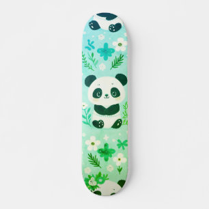 Panda Beer Pattern Green Print Skateboard