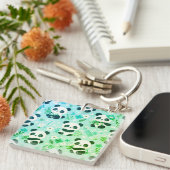 Panda Beer Pattern Green Print Sleutelhanger (Voorkant Rechts)