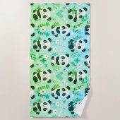 Panda Beer Pattern Green Print Strandlaken (Voorkant)