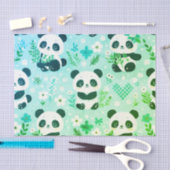 Panda Beer Pattern Green Print Tissuepapier (Craft)