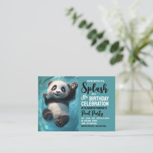 Panda Beer, Pool Party Verjaardag Handout Tickets (Staand voorkant)