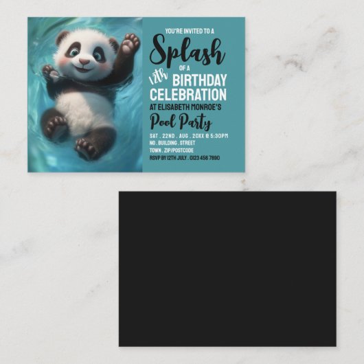 Panda Beer, Pool Party Verjaardag Handout Tickets (Voorkant / Achterkant)