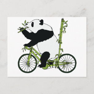 Panda Beer Riding Bamboo Bike Briefkaart