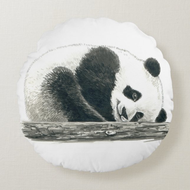 Panda beer rond kussen (Voorkant)